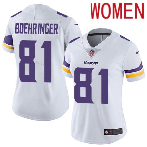 Women Minnesota Vikings 81 Moritz Boehringer Nike White Vapor Limited NFL Jersey